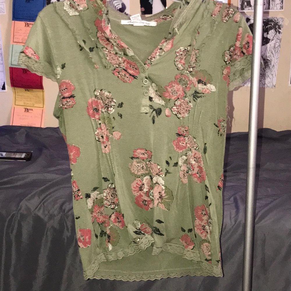 Tan flowered tee